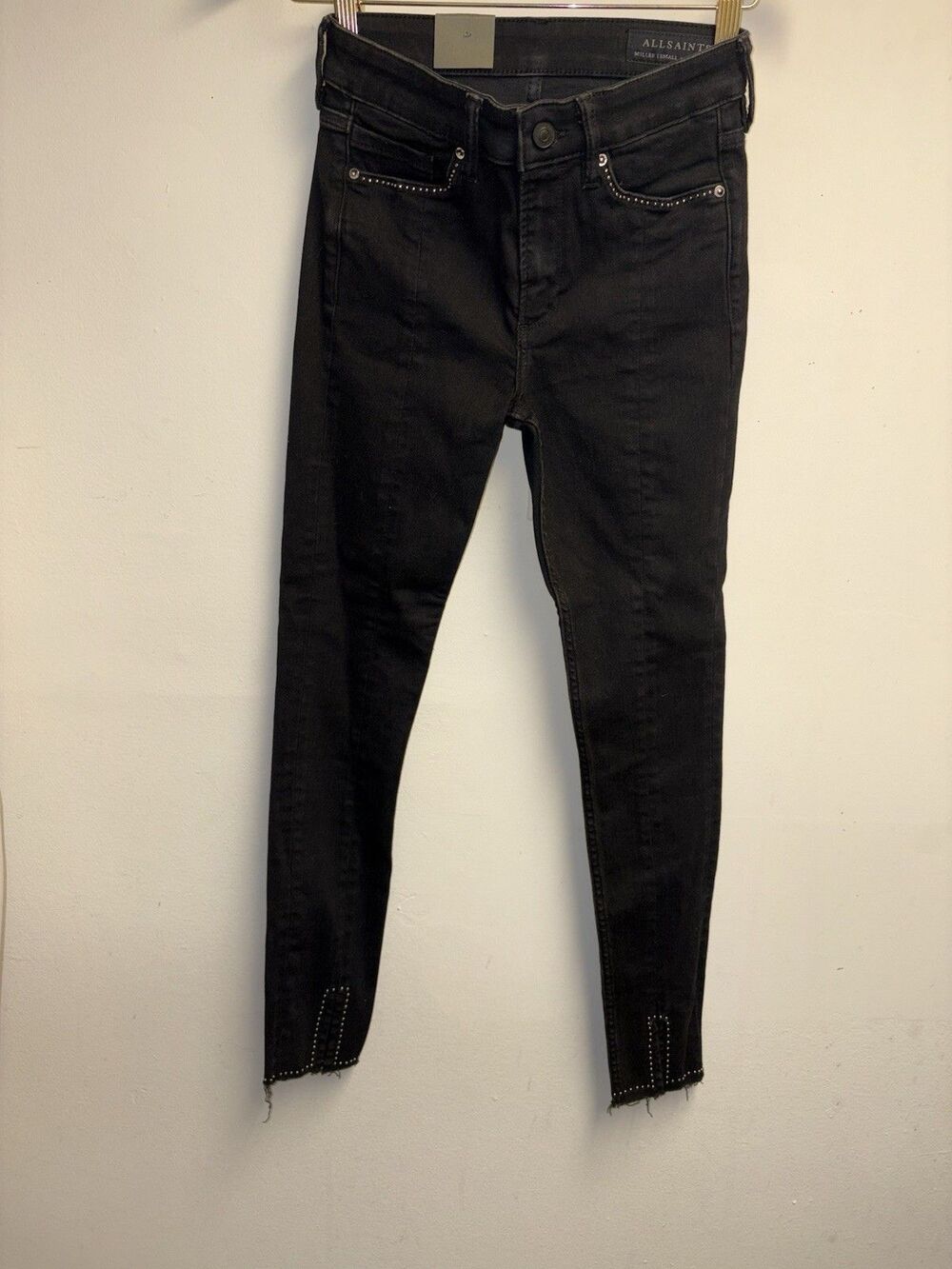 All Saints Miller Size Me NWT Studded Skinny Jeans Womens S Black Stretch